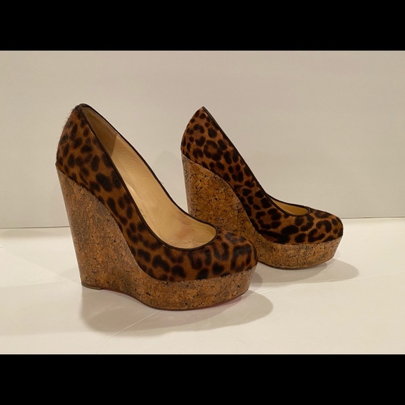Christian Louboutin coroclic wedge leopard pumps